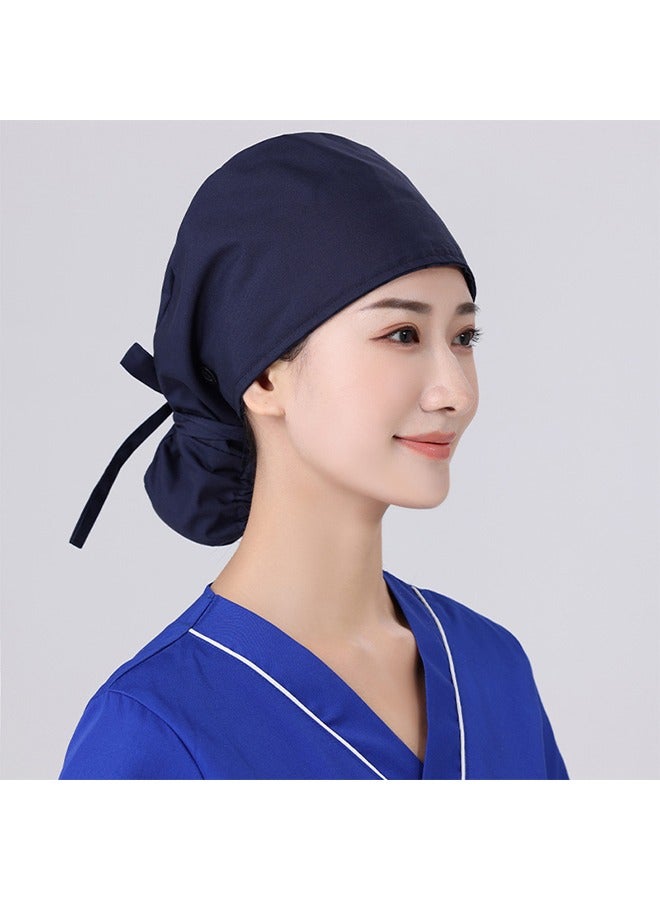 قبعة العمل مع أزرار و sweatband قابل للتعديل ، قبعات العمل القطنية مع حزمة ذيل حصان قابلة للتعديل ، أغطية الرأس قبعات الاستحمام ، القبعات الخلفية الشريط الشريط Sweatband للنساء الشعر الطويل - Image 5
